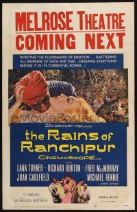 2b880 RAINS OF RANCHIPUR WC '55 Lana Turner, Richard Burton, rains couldn't wash their sin away!