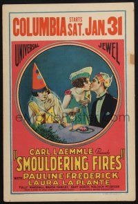 2b915 SMOULDERING FIRES WC '25 stone litho of Pauline Frederick & Laura La Plante in costumes!