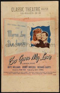 2b917 SO GOES MY LOVE WC '46 wonderful romantic art of Myrna Loy & Don Ameche!