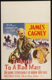 2b957 TRIBUTE TO A BAD MAN WC '56 great art of cowboy James Cagney, pretty Irene Papas!