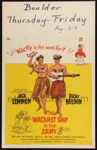 2b973 WACKIEST SHIP IN THE ARMY WC '60 Jack Lemmon & Ricky Nelson in grass skirts w/coconut bras!