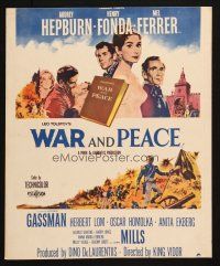 2b975 WAR & PEACE WC '56 art of Audrey Hepburn, Henry Fonda & Mel Ferrer, Leo Tolstoy epic!