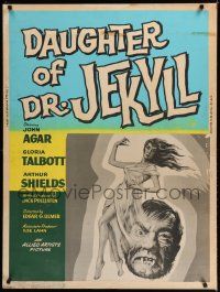 2c287 DAUGHTER OF DR JEKYLL 30x40 '57 Edgar Ulmer, blood-hungry fiend hidden in a woman's body!