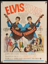 2c292 DOUBLE TROUBLE 30x40 '67 cool mirror image of rockin' Elvis Presley playing guitar!