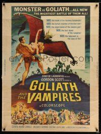 2c305 GOLIATH & THE VAMPIRES 30x40 '64 Maciste Contro il Vampiro, fantasy art by Reynold Brown!