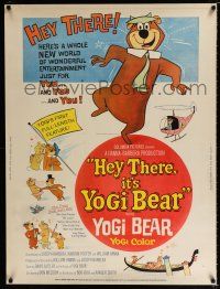 2c311 HEY THERE IT'S YOGI BEAR 30x40 '64 Hanna-Barbera, Yogi's first full-length feature!