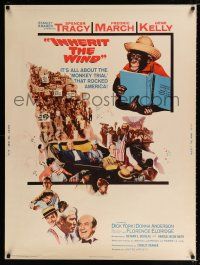2c315 INHERIT THE WIND 30x40 '60 Spencer Tracy, Fredric March, Gene Kelly, chimp with book!