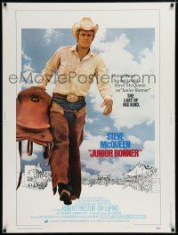 2c318 JUNIOR BONNER 30x40 '72 full-length rodeo cowboy Steve McQueen carrying saddle!