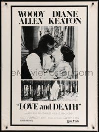 2c324 LOVE & DEATH style B 30x40 '75 Woody Allen & Diane Keaton romantic kiss close up!