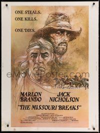 2c326 MISSOURI BREAKS 30x40 '76 art of Marlon Brando & Jack Nicholson by Bob Peak!