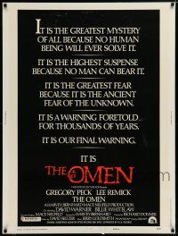 2c332 OMEN style E 30x40 '76 Gregory Peck, Lee Remick, Satanic horror, you've been warned!