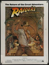 2c339 RAIDERS OF THE LOST ARK 30x40 R82 great art of adventurer Harrison Ford by Richard Amsel!