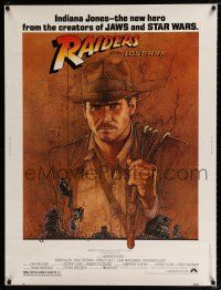 2c338 RAIDERS OF THE LOST ARK 30x40 '81 great art of adventurer Harrison Ford by Richard Amsel!