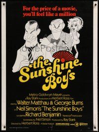2c360 SUNSHINE BOYS 30x40 '75 Al Hirschfeld art of George Burns, Walter Matthau & Lee Meredith!