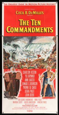 2c055 TEN COMMANDMENTS 3sh '56 Cecil B. DeMille classic, art of Charlton Heston & Yul Brynner!