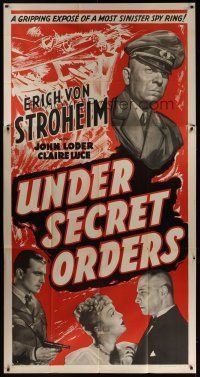 2c056 UNDER SECRET ORDERS 3sh '43 Erich von Stroheim, gripping expose of a most sinister spy ring!