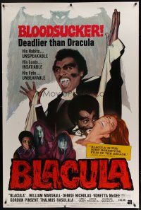 2c386 BLACULA 40x60 '72 black vampire William Marshall is deadlier than Dracula, great image!