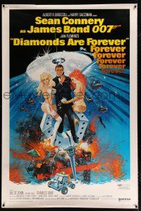 2c397 DIAMONDS ARE FOREVER 40x60 '71 art of Sean Connery as James Bond by Robert McGinnis!