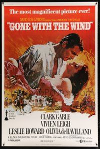 2c409 GONE WITH THE WIND 40x60 R80s romantic art of Clark Gable & Vivien Leigh by Howard Terpning!