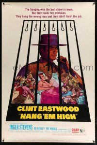 2c410 HANG 'EM HIGH 40x60 '68 Clint Eastwood, they hung the wrong man, cool art by Kossin!