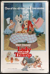 2c417 LADY & THE TRAMP 40x60 R80 Walt Disney dog classic cartoon, includes famous spaghetti scene!