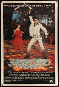 2c437 SATURDAY NIGHT FEVER 40x60 '77 best image of disco dancer John Travolta & Karen Lynn Gorney!
