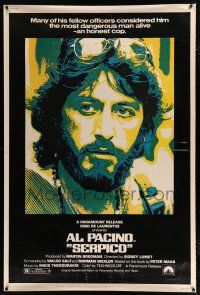 2c439 SERPICO 40x60 '74 cool close up image of Al Pacino, Sidney Lumet crime classic!