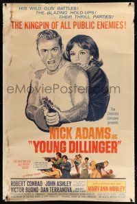 2c454 YOUNG DILLINGER 40x60 '65 Nick Adams, Mary Ann Mobley, filmed with machine-gun speed!