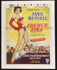 2c094 FRENCH LINE Belgian '54 Howard Hughes, art of sexy Jane Russell in skimpy outfit!