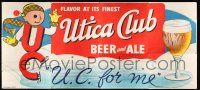 2c037 UTICA CLUB BEER & ALE billboard '60s Flavor At It's Finest, cool ice skating cartoon art!