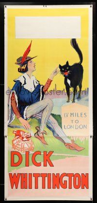 2c156 DICK WHITTINGTON stage play English 3sh '30s stone litho of sexy female lead & smiling cat!