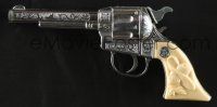 2c012 RANGER CAP GUN toy gun '50s double-action, faux ivory & nickel w/scrimsaw, western!