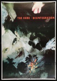2c193 CURE 38x54 English music poster '89 cool artwork image of Robert Smith, Disintegration!