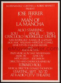2c089 MAN OF LA MANCHA stage poster '70 Jose Ferrer in Dale Wasserman's play!