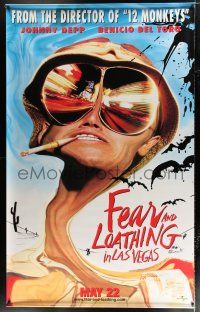 2c119 FEAR & LOATHING IN LAS VEGAS vinyl banner '98 trippy art of Depp as Dr. Hunter S. Thompson!