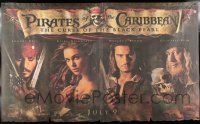 2c134 PIRATES OF THE CARIBBEAN 2-sided vinyl banner '03 Geoffrey Rush, Knightley, Depp & cast!