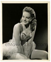 2d113 ALEXIS SMITH 8.25x10 still '40s sexy seated close up wearing skimpy two-piece outfit!