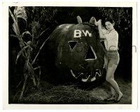 2d158 BARBARA WORTH 8.25x10 still '20s great Halloween portrait by giant pumpkin by Ray Jones!