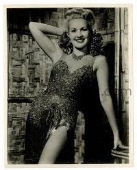 2d172 BETTY GRABLE 8x10.25 still '40s sexy full-length close up in beaded gown showing her leg!