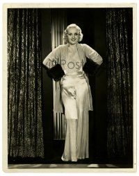 2d232 CAROLE LOMBARD 8x10.25 still '31 modeling at-home pajamas of satin & velvet by Otto Dyar!