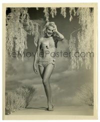 2d237 CARROLL BAKER 8.25x10 still '60s standing laughing portrait in skimpiest bikini!