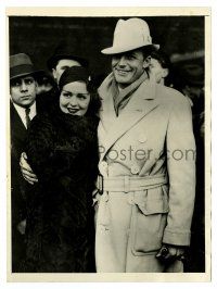 2d260 CLARA BOW/REX BELL 6.25x8 news photo '32 husband & wife at Waterloo Station in London!