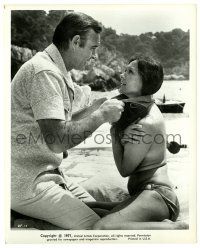 2d301 DIAMONDS ARE FOREVER 8.25x10.25 still '71 Connery as Bond strangling Denise Perrier w/ bikini!