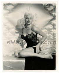 2d303 DIANA DORS 7.25x9 still '50s full-length incredible sexy portrait in skimpy nightie on bed!
