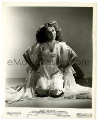 2d305 DIARY OF A CHAMBERMAID 8.25x10 still '46 sexy smiling Paulette Goddard kneeling in pajamas!