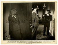 2d319 DOUBLE INDEMNITY 8x10.25 still '44 Stanwyck hides behind MacMurray talking to Robinson!