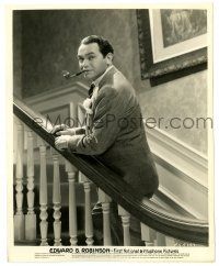 2d331 EDWARD G. ROBINSON 8x10 key book still '30s c/u standing on stairs & smoking his pipe!