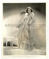 2d333 ELEANORE WHITNEY 8.25x10 still '36 full-length modeling a evening gown of pink tulle!