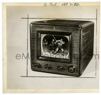 2d340 EMERSON RADIO TELEVISION MODEL 571 8x8.5 still '48 great image of TV showing hockey game!
