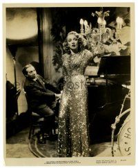 2d372 FOREIGN AFFAIR 8.25x10 still '48 Marlene Dietrich in shimmering dress singing by piano!